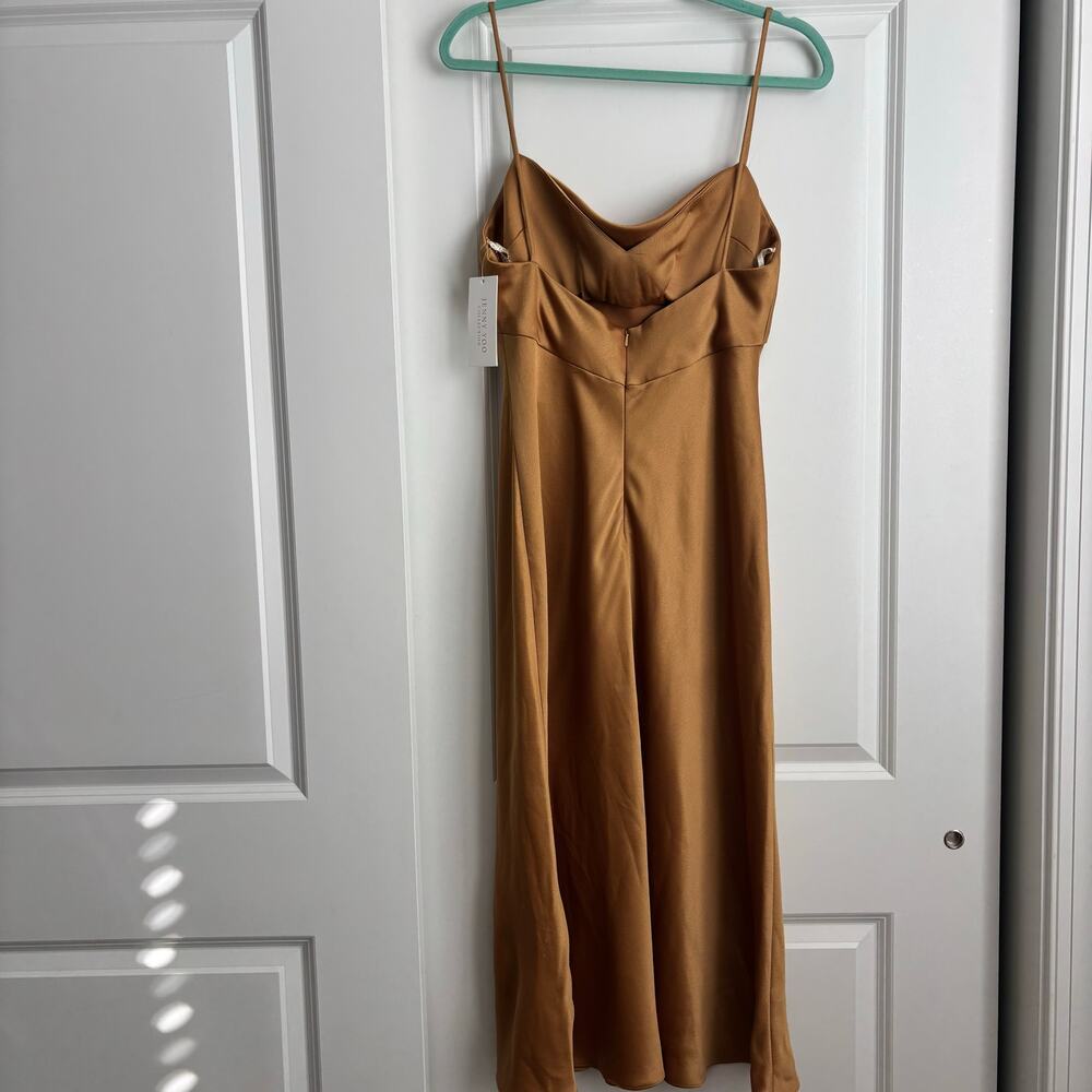 Jenny Yoo Marigold Gold Satin Cowl Neck Midi Dress Wedding Guest - Picture 6 of 16